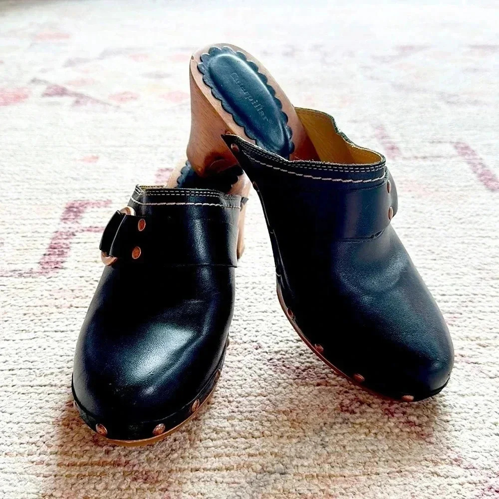 CAT• Wooden heeled slip on clogs - Picture 1 of 8